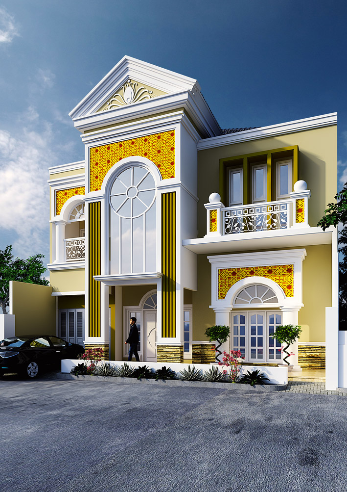 Perspektif Desain Tampak Depan Rumah Klasik Bpk Amir Madiun